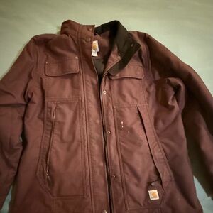 Carhartt Brown Utility Jacket with Fleece Collar